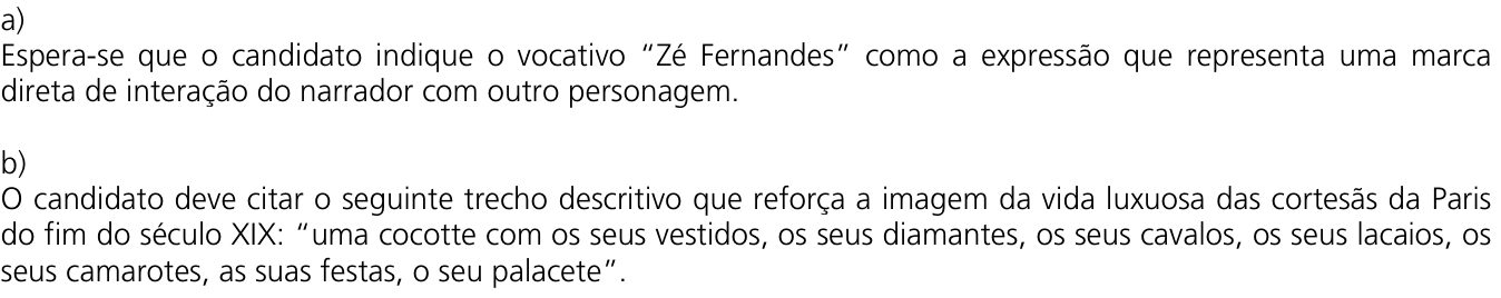 Resposta esperada no documento da Comvest