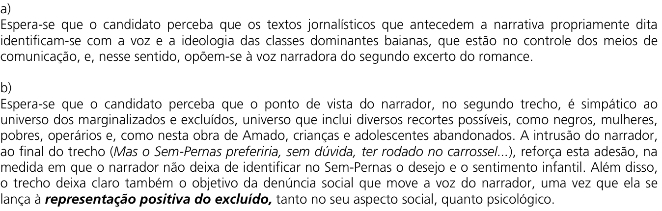 Resposta esperada no documento da Comvest