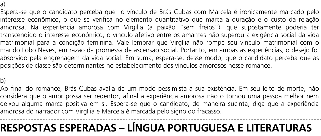 Resposta esperada no documento da Comvest