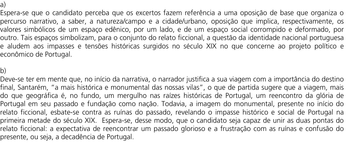 Resposta esperada no documento da Comvest
