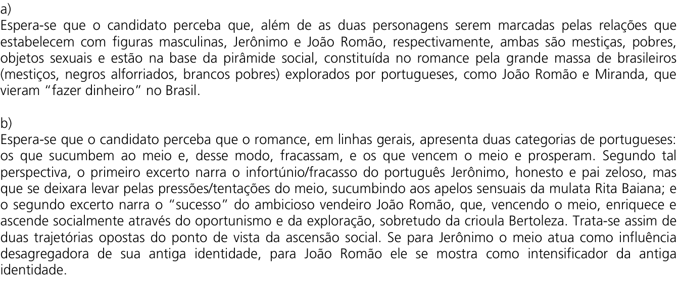 Resposta esperada no documento da Comvest
