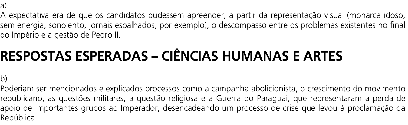 Resposta esperada no documento da Comvest