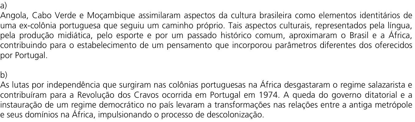 Resposta esperada no documento da Comvest