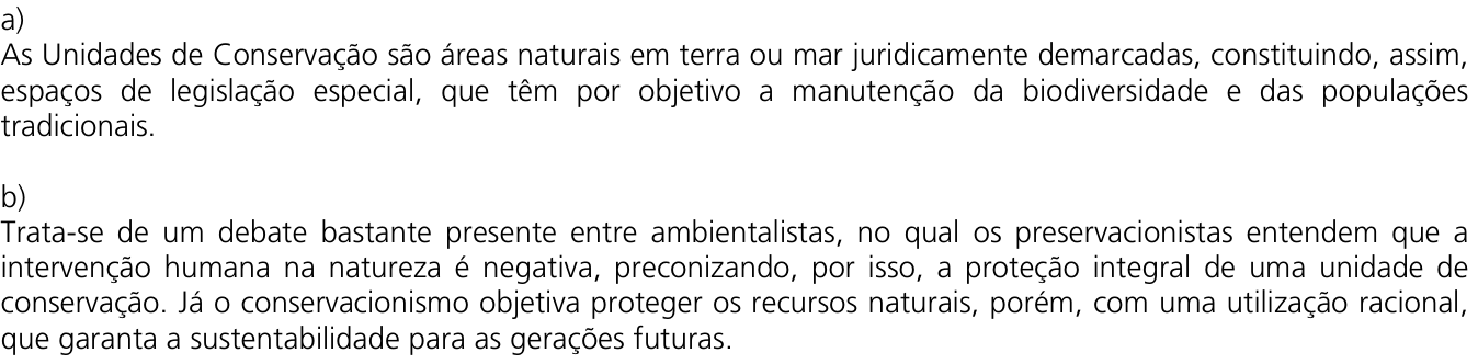 Resposta esperada no documento da Comvest