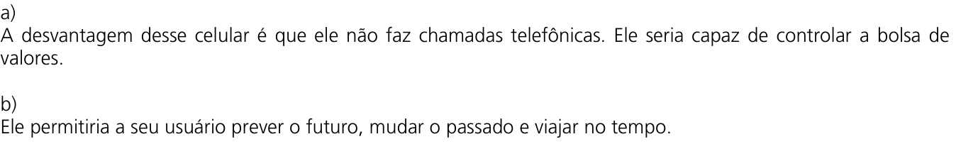 Resposta esperada no documento da Comvest