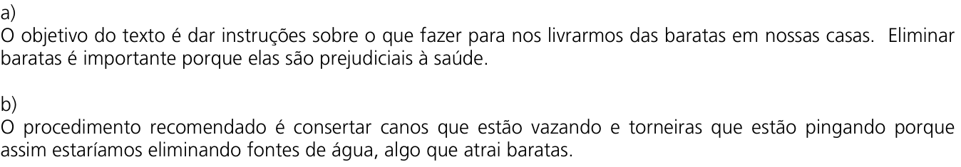 Resposta esperada no documento da Comvest