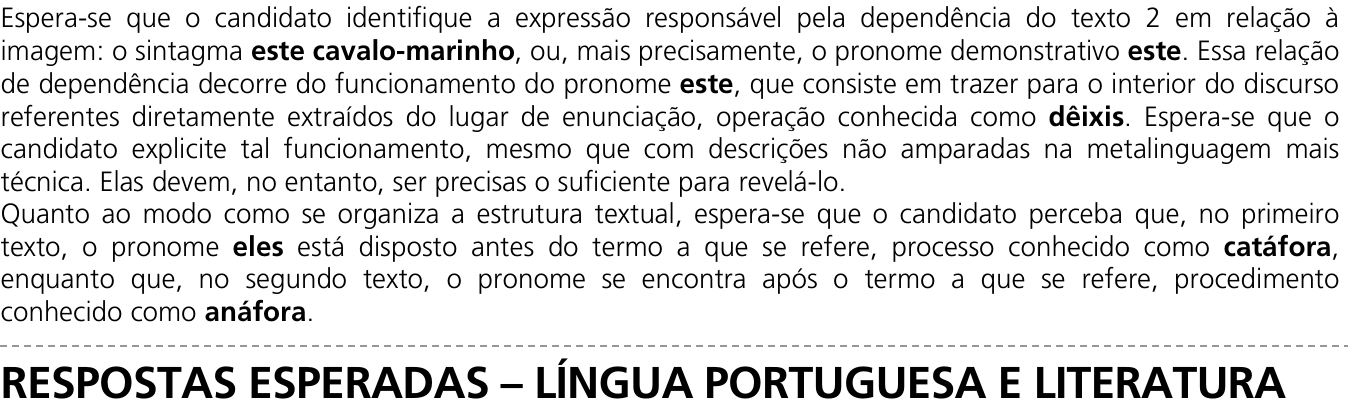 Resposta esperada no documento da Comvest