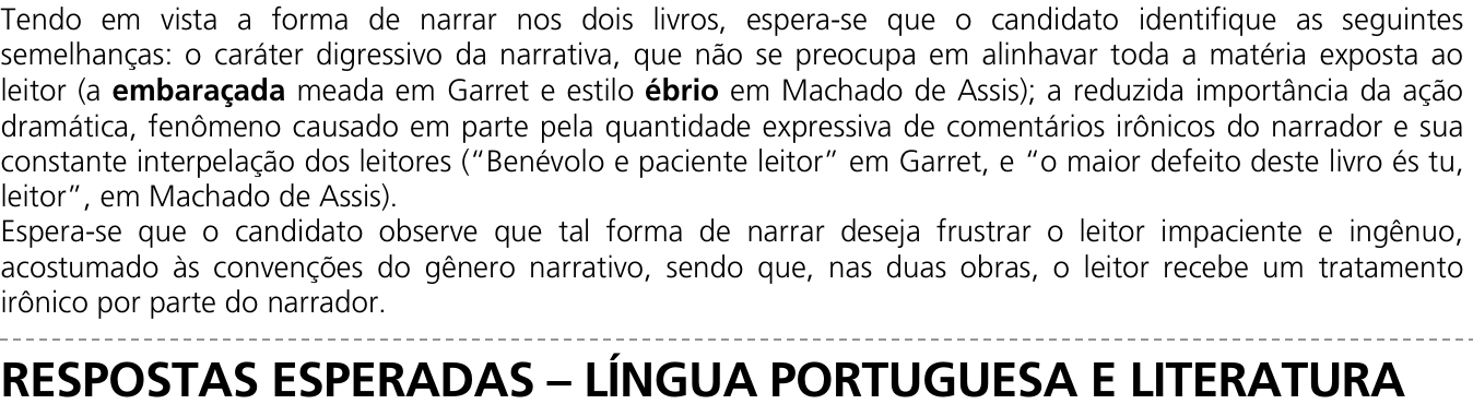 Resposta esperada no documento da Comvest