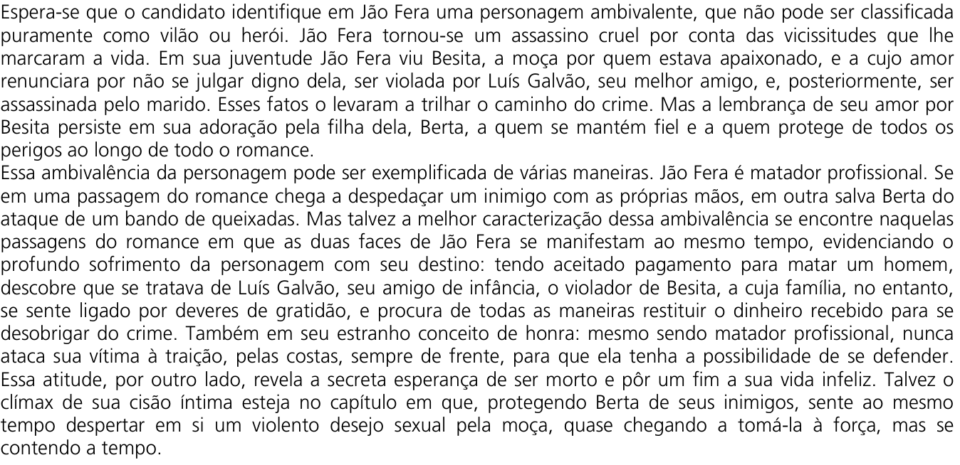 Resposta esperada no documento da Comvest