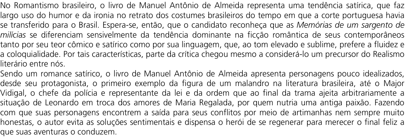 Resposta esperada no documento da Comvest