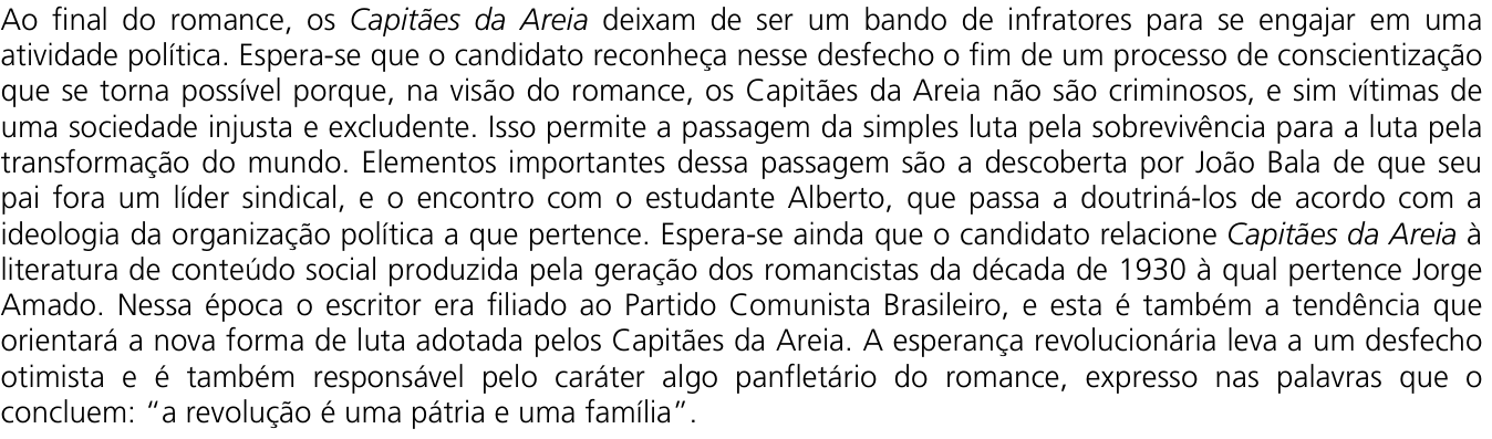 Resposta esperada no documento da Comvest