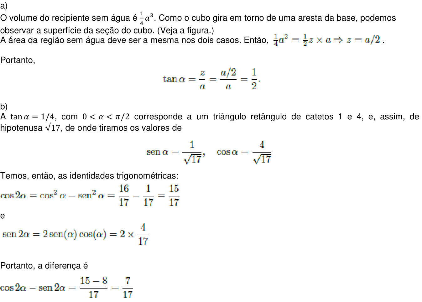 Resposta esperada no documento da Comvest