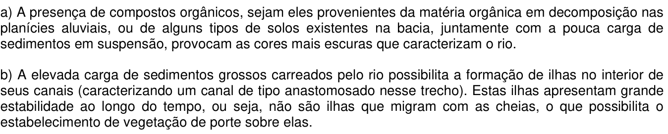 Resposta esperada no documento da Comvest