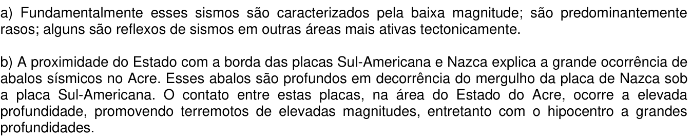 Resposta esperada no documento da Comvest