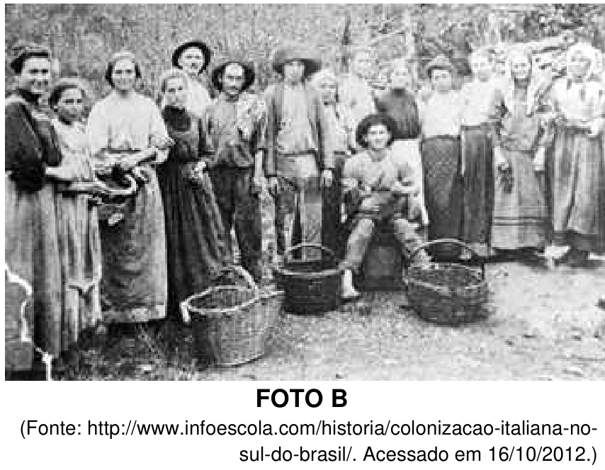 Foto B: Colonos italianos em Caxias do Sul (RS)