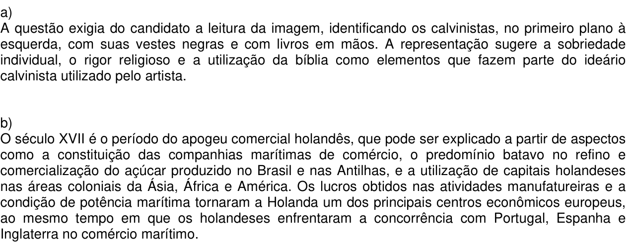 Resposta esperada no documento da Comvest