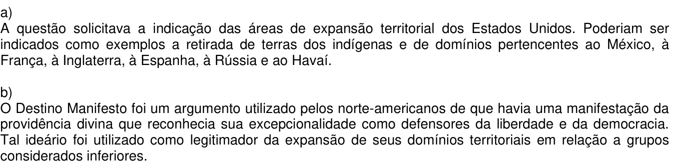 Resposta esperada no documento da Comvest