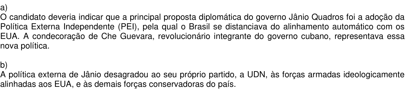 Resposta esperada no documento da Comvest
