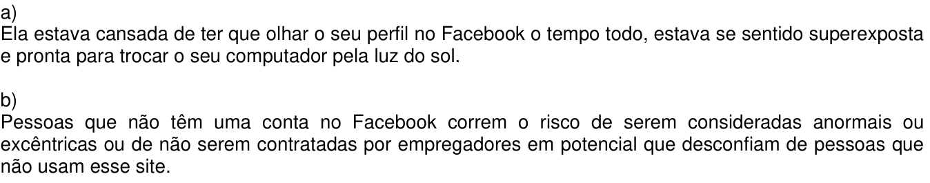 Resposta esperada no documento da Comvest