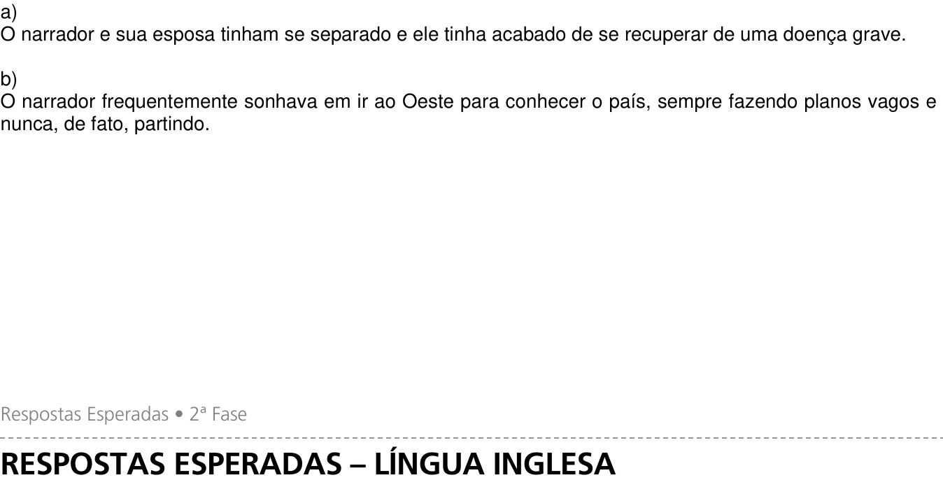 Resposta esperada no documento da Comvest