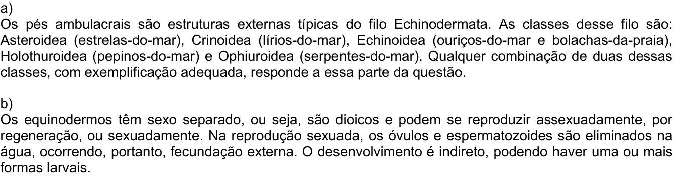 Resposta esperada no documento da Comvest