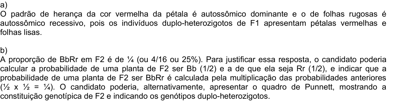Resposta esperada no documento da Comvest