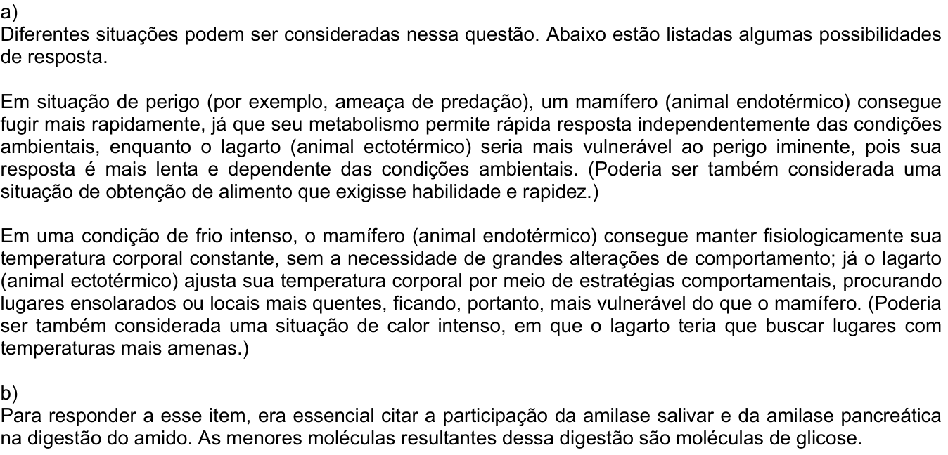 Resposta esperada no documento da Comvest