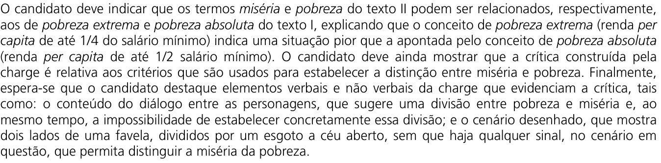 Resposta esperada no documento da Comvest
