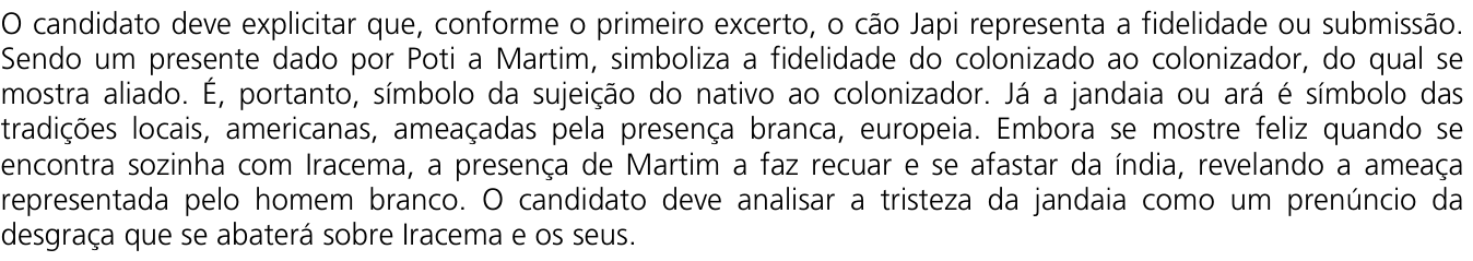 Resposta esperada no documento da Comvest
