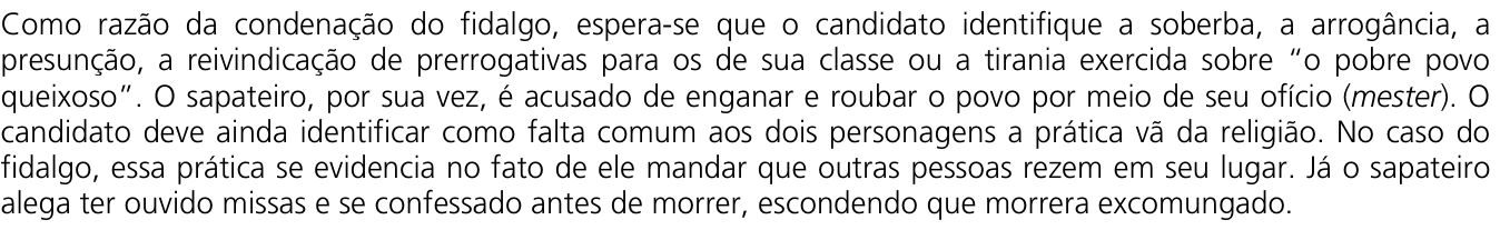 Resposta esperada no documento da Comvest