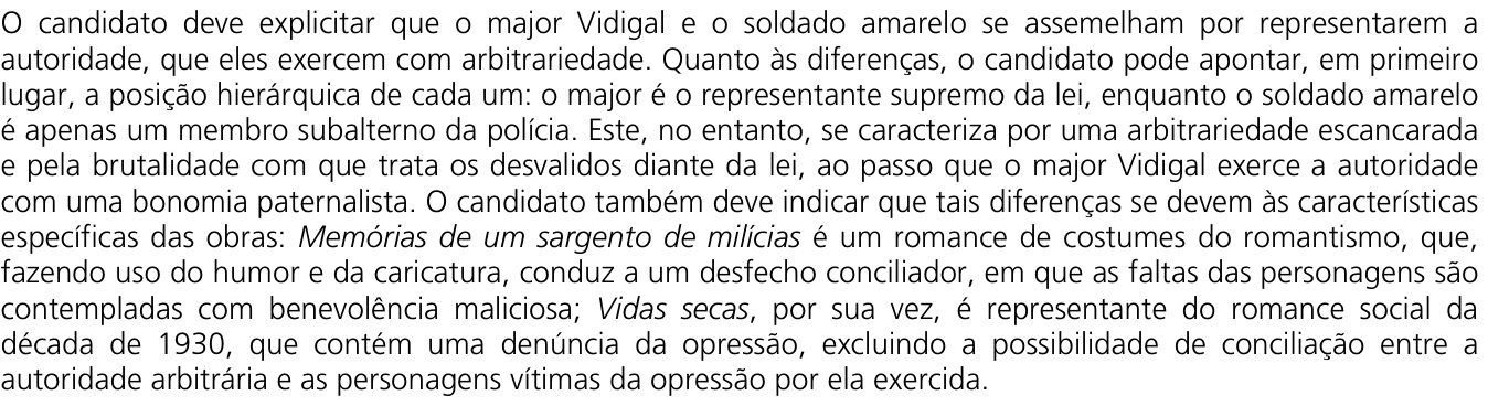 Resposta esperada no documento da Comvest