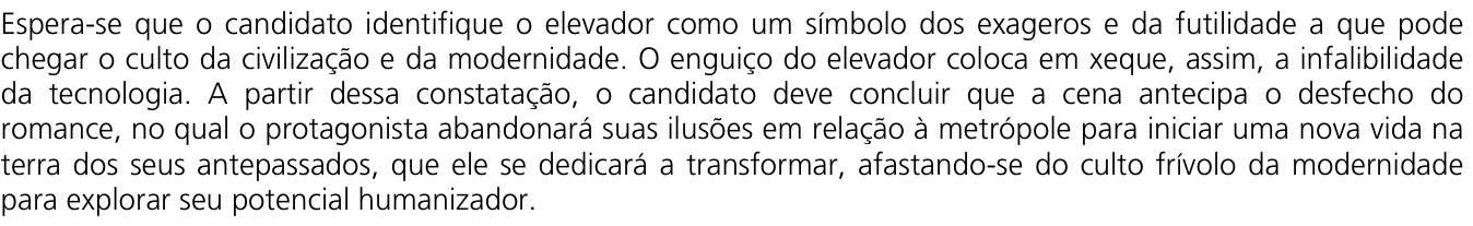 Resposta esperada no documento da Comvest