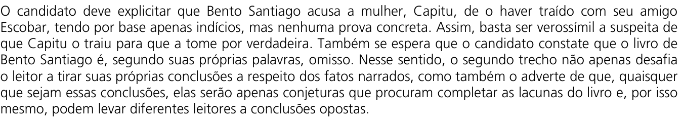 Resposta esperada no documento da Comvest