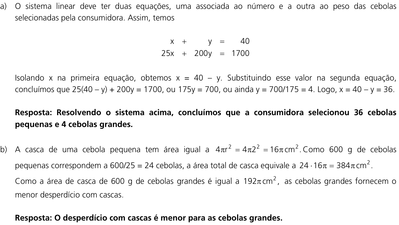Resposta esperada no documento da Comvest