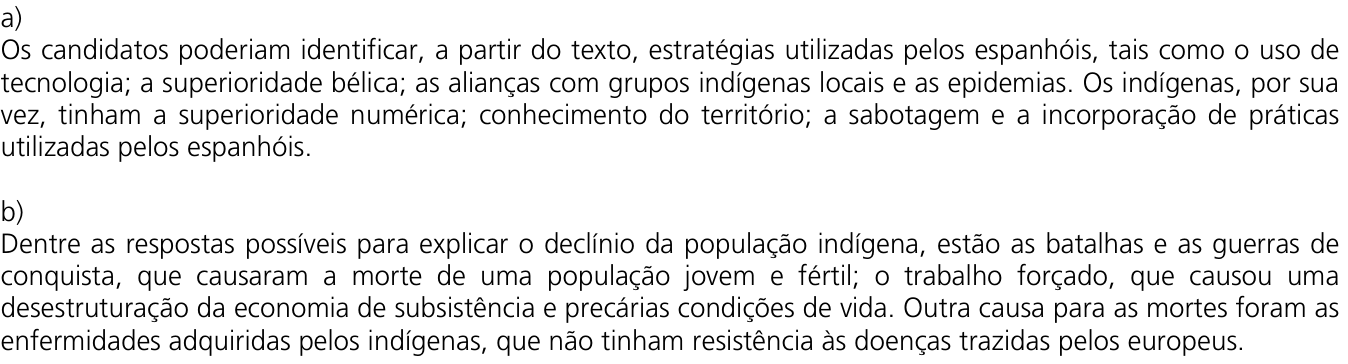 Resposta esperada no documento da Comvest