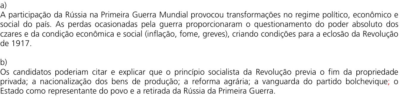 Resposta esperada no documento da Comvest