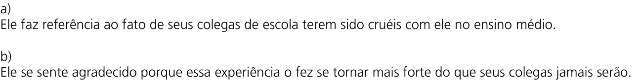 Resposta esperada no documento da Comvest