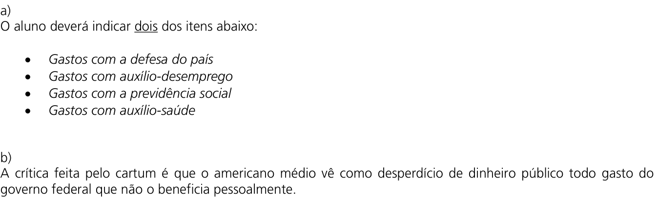 Resposta esperada no documento da Comvest