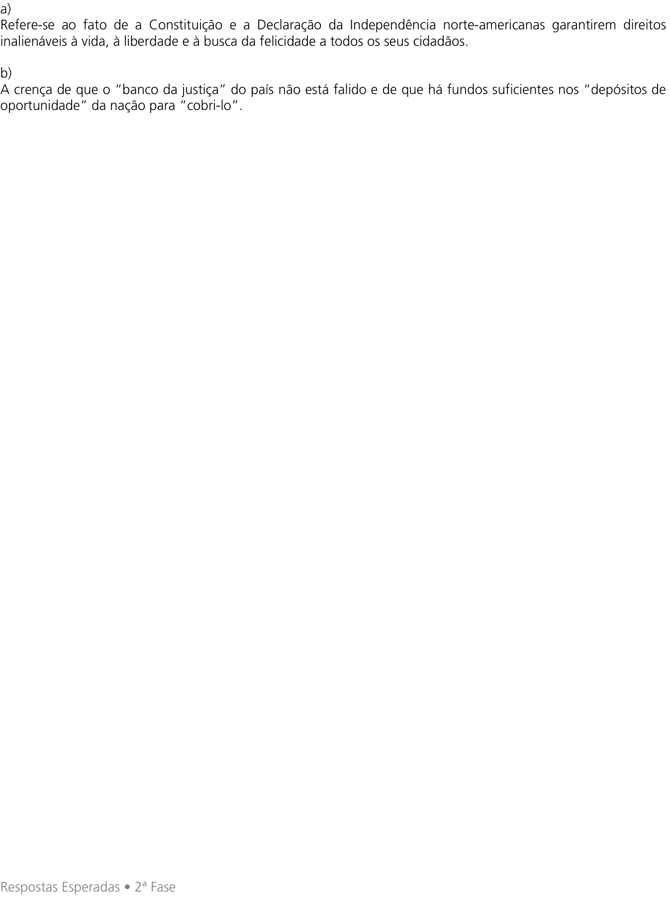 Resposta esperada no documento da Comvest