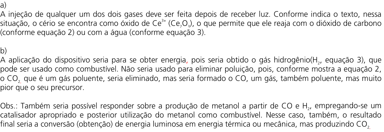 Resposta esperada no documento da Comvest