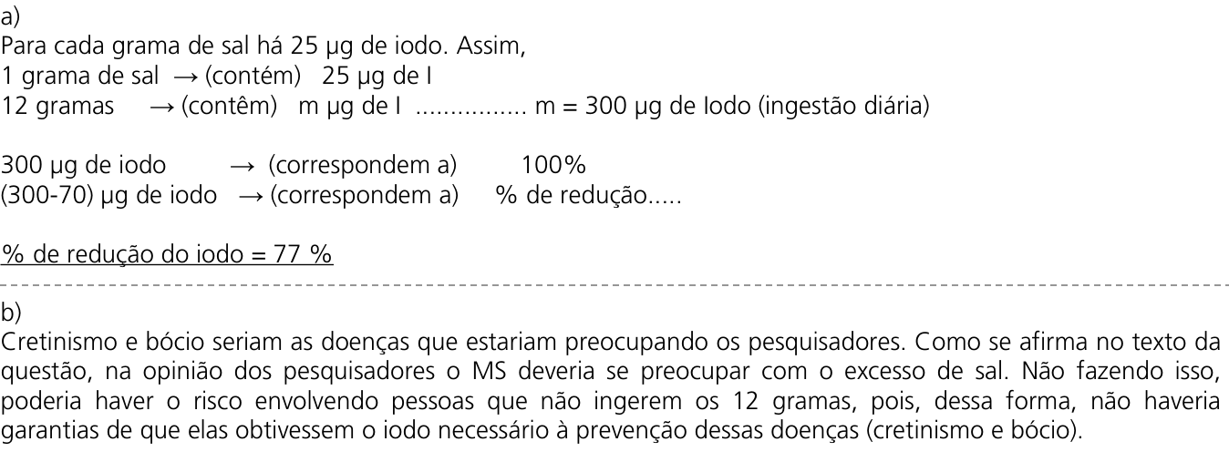 Resposta esperada no documento da Comvest