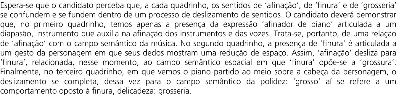 Resposta esperada no documento da Comvest