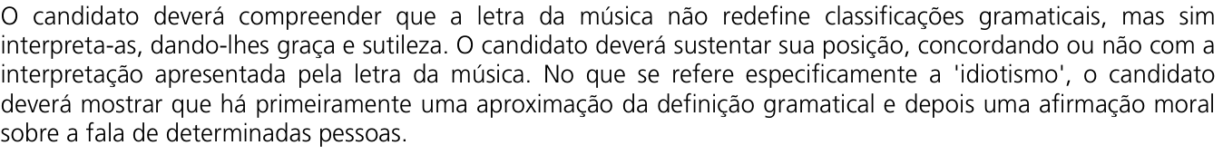 Resposta esperada no documento da Comvest