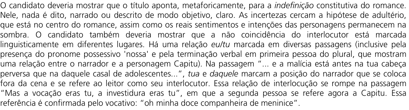Resposta esperada no documento da Comvest