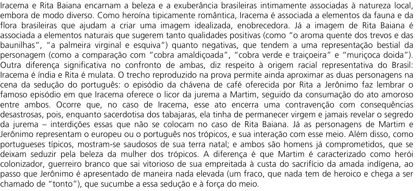 Resposta esperada no documento da Comvest