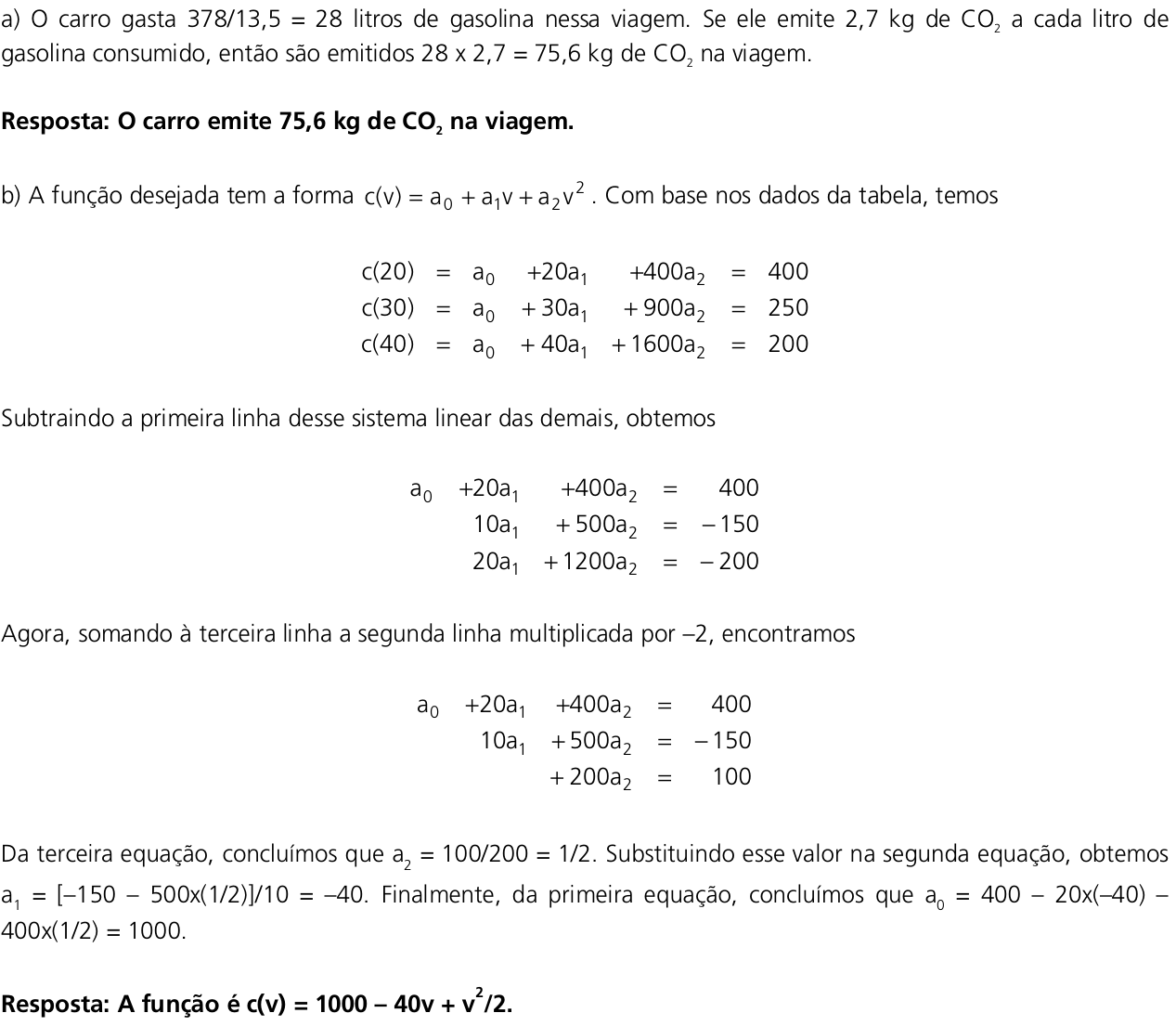 Resposta esperada no documento da Comvest