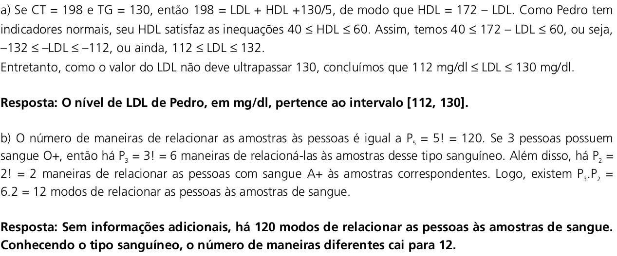 Resposta esperada no documento da Comvest
