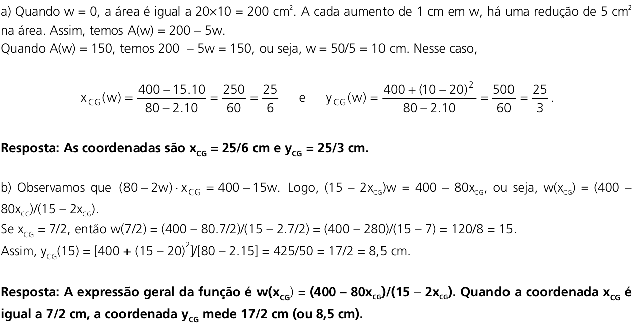 Resposta esperada no documento da Comvest