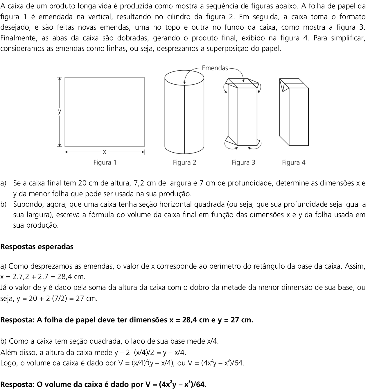 Resposta esperada no documento da Comvest