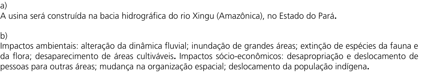 Resposta esperada no documento da Comvest